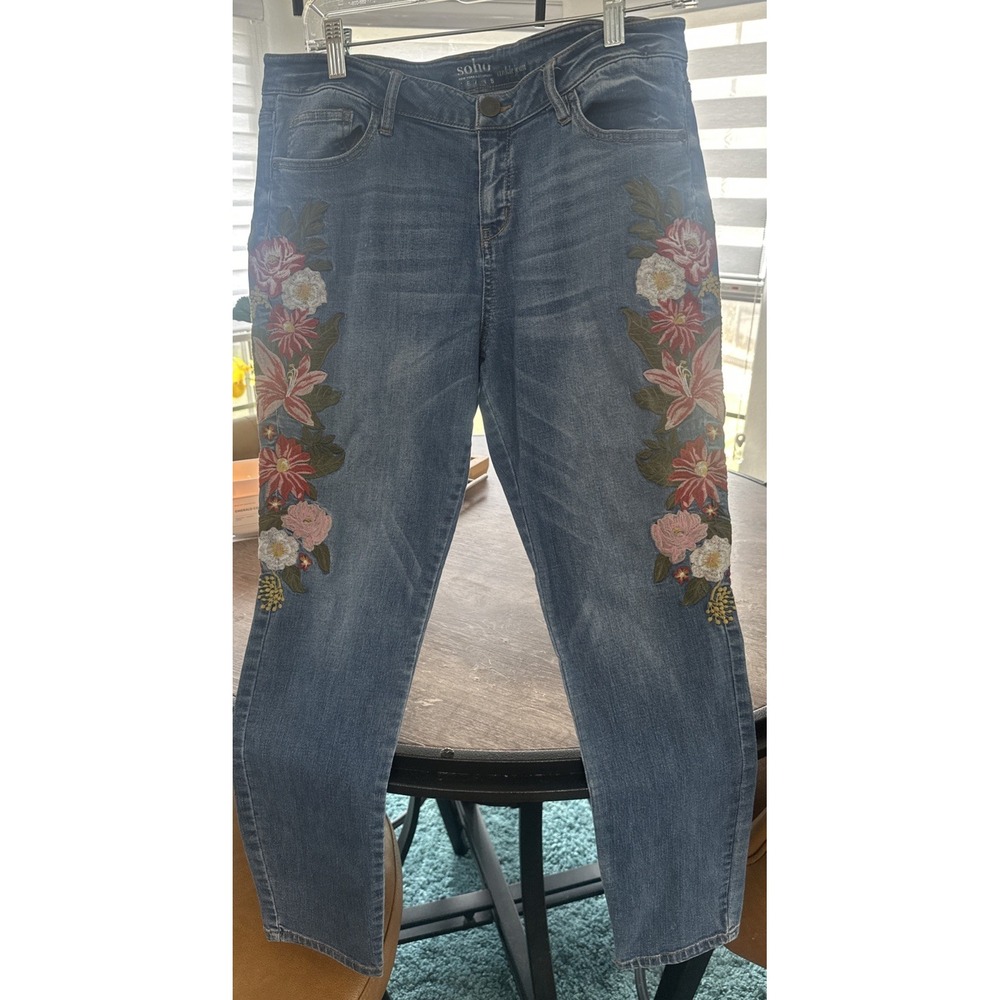 Y2K New York Company denim With Embroidered Flowers Women's Ankle JeanSize-12